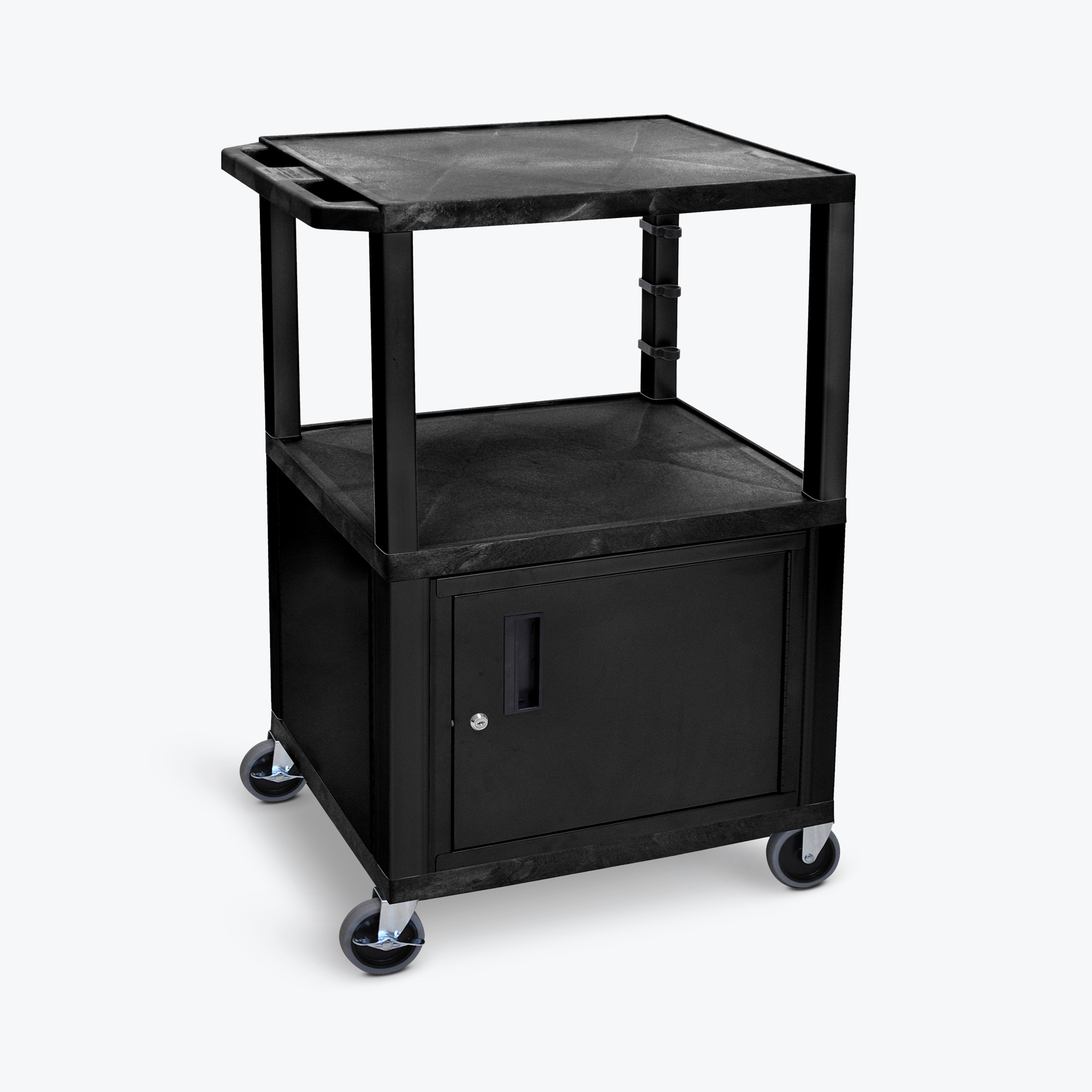 Luxor 42in.H AV Cart - 3 Shelves/Cab, Total Capacity 400 lb, Model# WT42C2